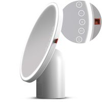 SHARPER IMAGE Bluetooth Vanity Mirror with Lights and Speakers, Distortion-Free Swivel Mirror, Wireless Speaker and Speakerphone, Adjustable LED Light Halo, Modern Bathroom Accessory