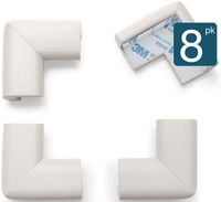 Roving Cove Corner Protector | Baby Safety Table Corner Guards | Corner Bumper | Furniture Safety Edge Guards | Baby Soft Corner Guards | Safe Corner Cushion | Pre-Taped | 8-Pc Oyster (White)