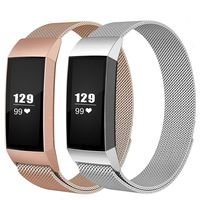LNOOIU Replacement Bands Compatible with Fitbit Charge 3, Stainless Steel Bands Adjustable Accessory Wristband for Charge 3 Bracelet Women Men Girls Boys -2 Pack Small F