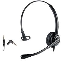 Phone Headset with 2.5mm Jack Noise Canceling Mic for Cisco Linksys SPA Polycom Grandstream Panasonic Zultys Gigaset and Other Cordless Dect Phones Including 3.5mm Connector for Cell Phone