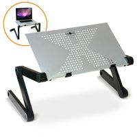 DJcool PC Laptop Notebook DJ Riser Stand w/ Adjustable Vented Aluminum Surface For Up To 17" Screens To Rise Over Your Numark, Audio Technica, Technics , Hercules, Pioneer and Other DJ Equipment