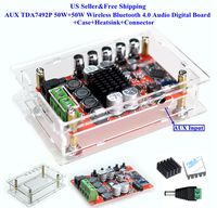 AUX TDA7492P 50W+50W Wireless Bluetooth 4.0 Audio Digital Amplifie+Case Kit US