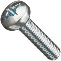 Class 4.8 Steel Machine Screw, Zinc Plated Finish, Pan Head, Phillips Drive, Meets DIN 7985, 5mm Length, M3-0.5 Metric Coarse Threads (Pack of 100)