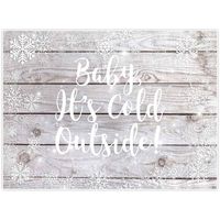 Allenjoy 8x6ft Baby It's Cold Outside Winter Wonderland Theme Backdrop for Kid Birthday Party Supplies Banner Rustic Wood Wooden White Background Christmas Xmas Baby Shower Baptism Decorations Favors