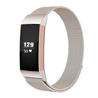 LNOOIU Metal Replacement Bands Compatible with Fitbit Charge 3, Stainless Steel Bands Adjustable Accessory Wristband for Charge 3 Bracelet Women Men Girls Boys(Champagne Gold Large)
