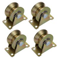 Skelang 2" Groove Wheel Heavy Duty Rigid Caster with Bracket for Inverted Track, Rolling Gate, Sliding Gate, Industrial Machines, Wire Rope Rail, Loading Capacity 660 lbs, Pack of 4