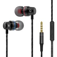 Wired Headphone Metal Earbuds Noise Cancelling Stereo Heave Bass Earphones With Micphone Mic with Volume Control，In Ear Headphones for Running Gym Workout