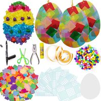 Exquiss 1600 Set of Easter Suncatcher Crafts Suncatcher Egg Crafts with 14 Colors of Tissue Paper Squares and Craft Kits for Kids Easter Crafts Contact Paper Suncatchers Easter DIY Activities (1600)