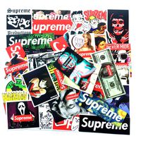 Street Fashion Brand Vinyl Sticker - Laptop Sticker Water Bottle Travel Case Motorcycle Skateboard Helmet Vinyl Waterproof Supreme Sticker (50pcs)