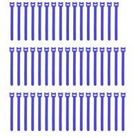 Pasow 50pcs Reusable Fastening Adjustable Cable Ties Wire Management (7 Inch, Blue)