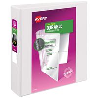 Avery Durable View Binder, 2" Slant Rings, 500-Sheet Capacity, DuraHinge, White (17032)