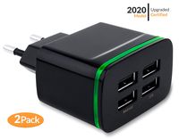 European Plug Adapter USB Universal Travel Adapter for iPhone ipad Android, Dafingo USB Wall Plug Charging Adapter for iPhone X XR 11, Galaxy S10 10 Pro Plus S8 7/S6 Edge Tab Tablet ASUS (Black 2pcs)