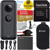 Insta360 ONE X Action Camera with Basic Accessory Bundle - Includes: SanDisk Extreme 32GB microSDHC Memory Card + Lens Cleaning Pen + Dust Blower + Microfiber Cleaning Cloth