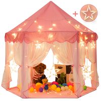 Sunnyglade 55'' x 53'' Princess Tent with 8.2 Feet Big and Large Star Lights Girls Large Playhouse Kids Castle Play Tent for Children Indoor and Outdoor Games