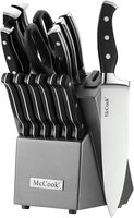 McCook MC25 Kitchen Knife Sets,14 Pieces Knife Set with Built-in Sharpener and Wooden Block