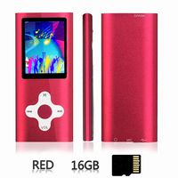 Ploveyy MP3 Player MP4 Player Including a 16GB Micro SD Card,extensible 64 GB,Mini USB Port 1.8 LCD, with Photo Viewer, E-Book Reader, Voice Recorder & FM Radio,Video/Media/Music Player (Red)