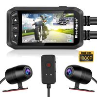 Blueskysea DV128 Motorcycle Dash Cam 1080P Dual Lens Video Recorder Motorcycle Camera 2.7" LCD Front and Rear Waterproof DVR with G-Sensor, Loop Recording,GPS,Manual Lock,Night Vision,130 Degr (DV128)