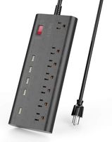 Power Strip Surge Protector with 5 USB Ports (30W/6A) and 7 Outlets (1625W/13A), 2100 Joules, 6ft Heavy Duty Extension Cord, HICITY Wall Mountable Multiplug for Home & Office - Black