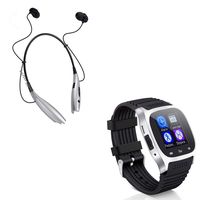 Protac New Bluetooth Smart Wrist Watch + Earphone For IOS Android iPhone Samsung HTC Huawei Silver