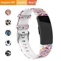 REYUIK Floral Bands Compatible with Fitbit Inspire HR/Inspire/Ace 2, Fadeless Pattern Printed Band Replacement Strap Accessories Wristband Large Small for Inspire HR Women Men