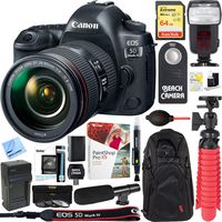 Canon EOS 5D Mark IV 30.4 MP Full Frame DSLR Camera + EF 24-105mm f/4L IS II USM Lens + UM-MIC100 Mini Condenser Shotgun Microphone + 64GB Deluxe Accessory Bundle