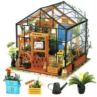 Rolife DIY Miniature Dollhouse Kit,Green House with Furniture and LED,Wooden Dollhouse Kit,Best Birthday for Women and Girls