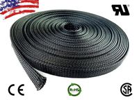 50 FT 3/4" 19mm Black Expandable Wire Cable Sleeving Sheathing Braided Loom Tubing US