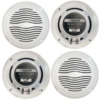 2 Pairs Of Magnadyne WR40W 5" Inch Waterproof Marine Boat & Hot Tub Dual Cone Audio Stereo Speakers - White