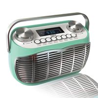 Detroit, FM AM Radio Alarm Clock Bedside Mains Powered Or Battery FM Retro Radio with LCD Display Clock Radio (Green)