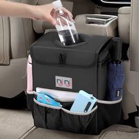 njnj Waterproof Car Trash Can Garbage Bin,Super Large Size Auto Trash Bag for Cars with Lid and Storage Pockets,Leak Proof Vehicle Car Organizer Hanging,Black