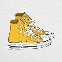 Hand Drawn Chucks Yellow - 5" Printed Vinyl Decal - for MacBook, car, Laptop, and More!