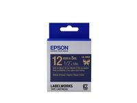 Epson LabelWorks Ribbon LK (Replaces LC) Tape Cartridge ~1/2" Gold on Navy (LK-4HKK) - for use with LabelWorks LW-300, LW-400, LW-600P and LW-700 Label Printers