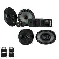 Kicker Speaker Bundle - A Pair of Kicker KS 6.5" Components & a Pair of 6x9 KS Triaxial Speakers, KSS6504 & KSC69304