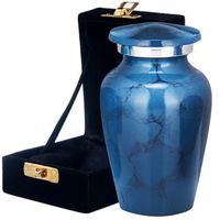 Adera Dreams Small Urn for Human Ashes Keepsake - Set of 1 Blue Dreams Mini Cremation Urn - Memorial Ashes Urn with Case, Velvet Pouch and Funnel - Miniature Burial Funeral Urn for Sharing Ash
