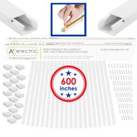 A+ Electric Cord Cover Cable Raceway Cable Concealer Cord Management Kit Wire Cord Hider for 3 Cables Organizer On Wall Paintable Self Adhesive Channel 25x16 mm Total Length 600 Inches