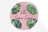 Phi Sigma Sigma Sticker Greek Sorority Decal for Car, Laptop, Windows, Officially Licensed Product, Monogram Design 5" x 5" - Pink Palm