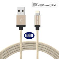 iPhone Charger [Apple MFi Certified], ZeroLemon Lightning to USB Rugged Nylon Cable 6.4 Feet/2 Meter + Aluminum Cap for iPhone 11/Pro/Max/XS Max/XR, 10.2'' Ipad 2019 and More - Rugged Gold