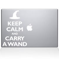 The Decal Guru Keep Calm and Carry a Wand MacBook Decal Vinyl Sticker - 11" MacBook Air - White (1109-MAC-11A-W)