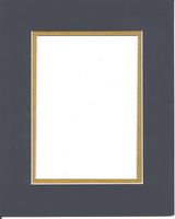 Pack of 5 11x14 Navy Blue & Gold Double Picture Mats Mattes Matting Cut for 8x10 Pictures