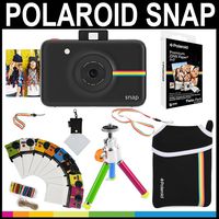 Polaroid Snap Instant Camera (Black) + 2x3 Zink Paper (20 Pack) + Neoprene Pouch + Photo Frames + Accessory Bundle