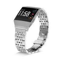 Shangpule Compatible for Fitbit Ionic Bands, Stainless Steel Metal Replacement Strap Bracelet Wrist Band Accessories for Ionic Smart Watch Women Man Large Small (Silver)