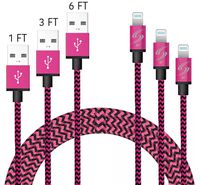 StyleTech Phone Cable Charger 1FT 3FT 6FT [3 Pack] Cord Nylon Braided USB Charging & Syncing Compatible with Phone XS MAX XR X 8 8 Plus 7 7 Plus 6s 6s Plus 6 6 Plus (B.) Pink - 1FT - 3FT - 6FT