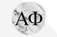 Alpha Phi Sticker Greek Sorority Decal for Car, Laptop, Windows, Officially Licensed Product, Monogram Design 5" x 5" - White Marble