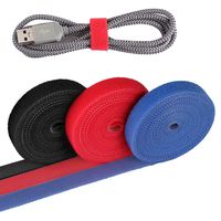 Jelanry 3 Rolls Hook & Loop Fastener Roll Reusable Cable Straps Self-Gripping Tapes Anti-Winding Adjustable Bind Length Nylon Fastening Tape Organizer for Cords Cable Management 10ft/Roll, 3 Colors