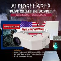 Atmosfearfx Bone Chillers Video Projector Bundle Includes Atmosfearfx Halloween Videos Bone Chiller on SD Card with Window and Hologram Screen