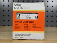 K-Sun 224SL SELF LAMINATION OVERWRAP LABEL TAPE: 1/4in BLACK on WHITE - 3/4in TAIL (26FT)