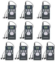 EXMAX 60-108MHz Wireless Portable Pocket DSP FM Stereo Radio Digital Receiver with Mini LCD Clock Earphone for Tour Guide System FM Transmitter Teaching Meeting Gray (10pack)