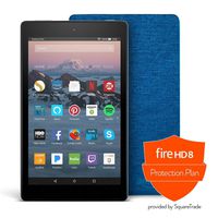 Fire HD 8 Protection Bundle with Fire HD 8 Tablet (16 GB, Black),  Amazon Cover (Marine Blue),  Protection Plan (1-Year)