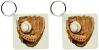 3dRose Baseball Glove - Key Chains, 2.25 x 4.5 inches, set of 2 (kc_4386_1)