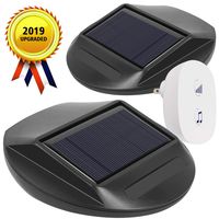 WJLING 2019 UPGRADED Solar Motion Sensor Alarm,Solar LED Lights, Wireless Driveway Alarm, Outdoor,Indoor Weatherproof Business Detect Alert with 2 Sensor and 1 Receiver,38 Chime Tunes - LED Indicators